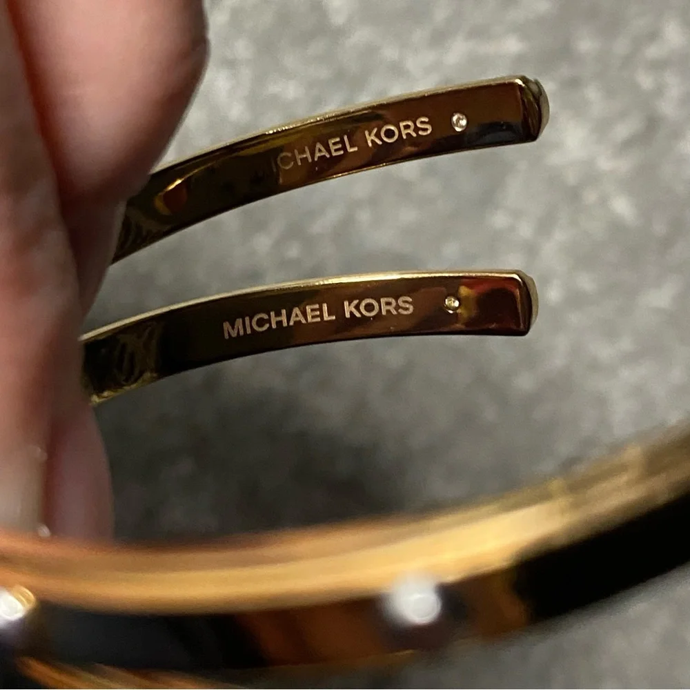 Michael Kors Heritage Astor Studded Cuff Bracelet Rose Gold and Silver Tone - Picture 6 of 8